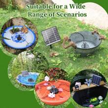1 Set Solar Powered Water Pump Kit, 1.5W Mini Solar Panel Driven Pump, Separate Solar Panel And Pump, No Battery Needed, Comes With 4 Nozzles, Ground/Wall Mount, Plastic Bird Bath Fountain, Mini Pond, Solar Powered, Non-Detachable Photovoltaic System, Suitable For Birds, Bees And Butterflies, Outdoor Water Features, Garden, Small Pond, Patio And Fish Tank