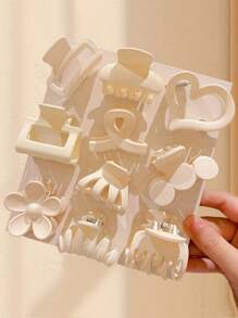 10pcs Women Elegant Simple Versatile Flower, Heart, Claw Clip Combo, Suitable For Daily Use At Home, School, Beach, Summer Vacation, Work, Party, Holiday, Birthday, Back To School, New Year, Valentine's Day, Mother's Day, Teacher's Day, Wedding, Music Festival, Graduation' Fashion Hair Accessories Elegant Hair Clip Boho Hair Claw