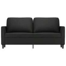2-Seater Sofa Black Faux Leather, Metal, Foam Medium Durable-7822 - Multicolor - View 3