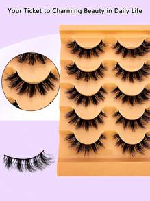 5 pares de pestañas postizas volumen 5D, pestañas de pelo imitación de visón ruso rizado grande y esponjoso