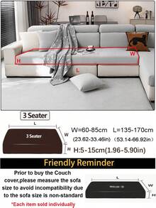 1pc Solid Color Elastic Sofa Cover, Boho Style Sofa Slipcover, Anti-Slip & Anti-Cat Scratch Fit For 1/2/3/4 Seater Sofa, Home Decor All Season, Machine Washable - Light Grey - View 12