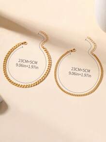 2-Piece Fashionable Women's Ankle Chain Set - Stainless Steel Double-Layer Cuban Chain, Suitable For Daily Wear And Vacation