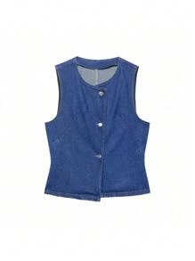 Nouveau gilet en jean casual et simple pour femmes, printemps été DEEKA