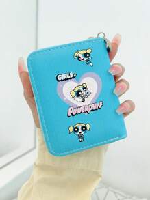 THE POWERPUFF GIRLS Minimalist Cute Cartoon Police Woman Zipper Short Wallet Small Compact Card Holder Coin Purse Fashionable Unisex For Women Wallet Mini Wallet Purse Wallet Small Wallet Cute Wallet
