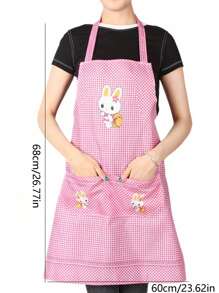 1pc Bunny Pattern Neck Hanging Apron For Home Kitchen Restaurant Dining