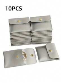 2/10/20pcs White Silver Pink Black Faux Leather Jewelry Pouches With Snap Closure Jewelry Storage Bag - Luxurious Gift Bags For Earrings, Necklaces, Bracelets, And Rings - Perfect For Storage & Pieceaging ﻿