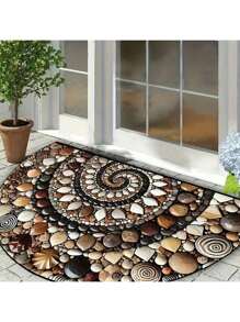 1 Stück halbrunder Polyesterteppich, Blumen- und Bienen-Design, rutschfest, geeignet für Innen- und Außenbereich - perfekt für Wohnzimmer, Schlafzimmer, Küche, Badezimmer, Terrasse, Heim-Dekoration und Fußmatte, Türvorleger, Badezimmer-Dekoration, Sommer