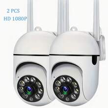 1 件/2 件 1080P WiFi 安全摄像头，支持全彩夜视、AI 人体检测、双向音频、360° 全景视图、USB 供电、广角镜头、无线家庭安全摄像头