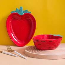 1pcs Creative Fruit Series Hand-Painted Ceramic Tableware Cute Red Strawberry Lemon Pineapple Rice Dish Plate Salad Bowl - Lemon-bowl - View 5