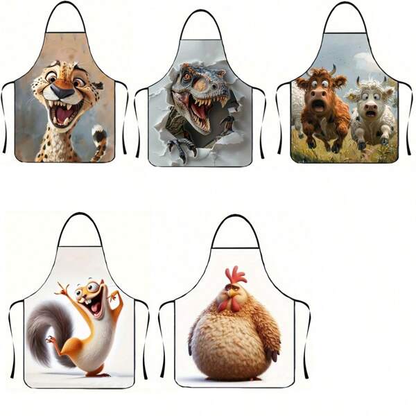 1pc Fashion Animal Pattern Apron, Unisex