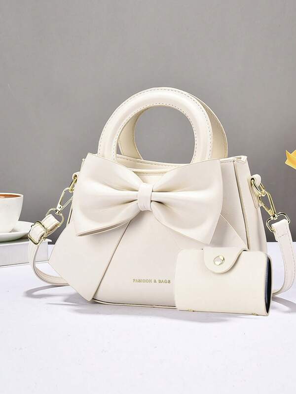Nouveau set de sacs à main pour femmes à la mode, comprenant un sac bandoulière et un sac à main mignon avec nœud papillon. Minimaliste et élégant, polyvalent pour le port casual, léger et luxueux, convient pour toutes les saisons