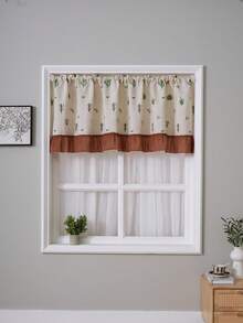 1pc Cute Cactus Embroidered Ruffled Sheer Curtain, Window Valance For Decor, Suitable For Daily Use And Holidays - Multicolor - View 10