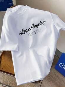 Adolescentes, Niños - Inspirado en Los Ángeles - 100% Algodón - Camisa: Colorida, Cómoda y Casual para Escalada de Montaña y Actividades al Aire Libre, Gran Festival, Sencilla y Versátil, Estilo Callejero y Divertida - Blanco - Ver 1
