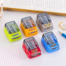 3 pièces Taille-crayons en forme de voiture dessin animé créatif - Conception à clapet, en PVC, convient pour les étudiants et l'utilisation au bureau - Couleur aléatoire
