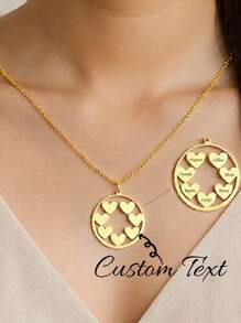 Customized Multi-Name Necklace Heart-Shaped Couple Necklace, Minimalist Style Personalized Necklace With Multiple Names Of Family Members, Stainless Steel DIY Name Necklace Student Teacher Back To School Season Jewelry