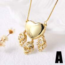 Person Shaped Cubic Zirconia Necklace, Copper Gold Plated Family Member Jewelry For Women And Girls