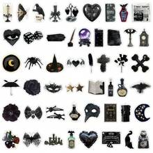 50pcs Dark Retro Medieval Gothic Witch Aesthetic Decorative Stickers For Storage Boxes, Mirror, Fridge Wall Decor Wall Sticker Room Decor Wall Stickers Halloween Halloween Decor Home Decor Fall Decor