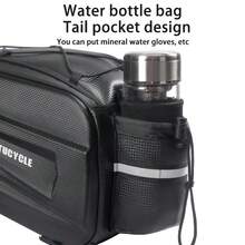 Bolsa de portaequipajes trasero para bicicleta de gran capacidad y carcasa rígida, bolsa de baúl impermeable para ciclismo - Negro - Ver 3