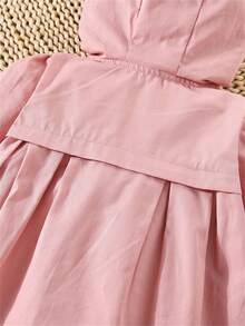 Abrigo con capucha, Chaqueta exterior de un solo botonadura de unicolor para niña bebé, Otoño/Invierno - Rosa - Ver 6