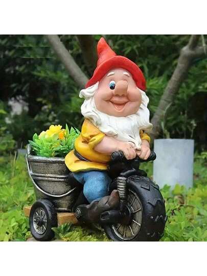 自行车骑行小矮人摆件户外花园庭院雕像老人花园草坪装饰摆件