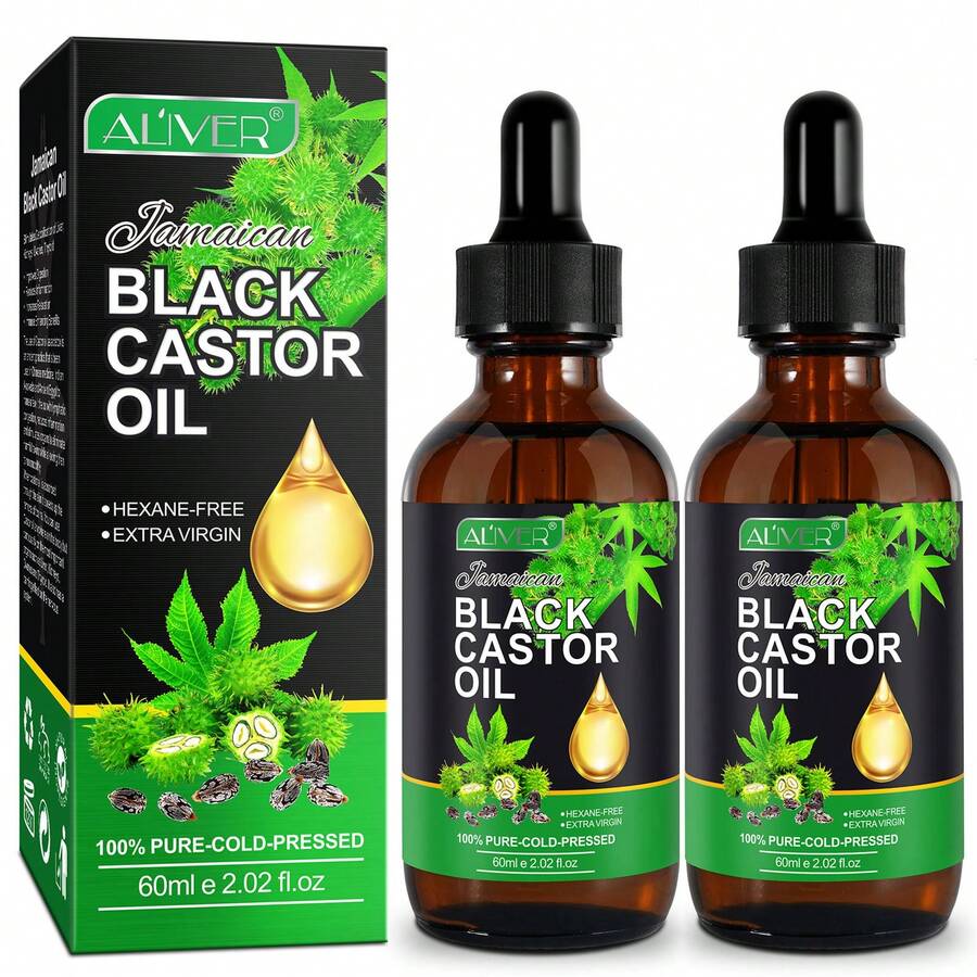 SRVAKK 2pcs/3pcs Black Castor Oil Massage Castor Oil Strong Hair Care Hair Black Castor Oil 60ml(Different Packaging Will Be Shipped Randomly) - 綠色 - 查看 1