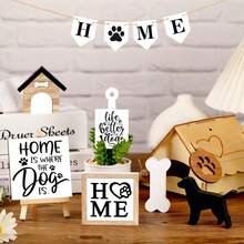 12pcs/Set Dog Home Dog Paw Prints Wooden Tray Ornaments Hanging Decoration Desktop Decorations For Dining Room Living Room Bedroom Holiday Room Hanging Decoration Home Decoration Christmas Gift Thanksgiving Gift Birthday Gift (No Tray) - Multicolor - View 5