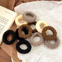 6pcs/8pcs Classic Black White Brown Scrunchie, Chic Scrunchies For Buns Accessories,Simple Ponytail Hair Ties, Everyday Stretchy Hair Ties Back To School
