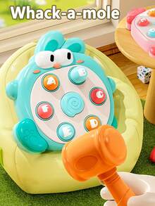 1pc Hammerhead Rabbit Whack-A-Mole Toy, Funny Interactive Game, Early Education Toy For Toddlers, Boys & Girls Aged 3+, Battery-Free - Cute Green Rabbit Playing Whack-a-mole (with a Hammer) - View 2