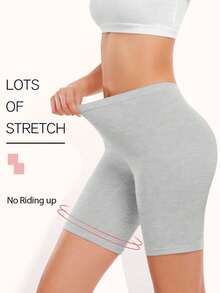 2条装女士无缝中腰休闲裤，女式平角短裤，防摩擦短裤，内衣裤，自行车短裤 - 彩色 - 查看 3