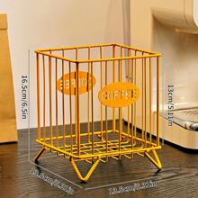 1pc Coffee Capsule Storage Box - Metal Material, New Square Design High Capacity Organizer, Home, Snack And Candy Storage Basket, Ideal For Kitchen, Bar Or Coffee Shop Counter Display, Colorful Coffee Bar Decor