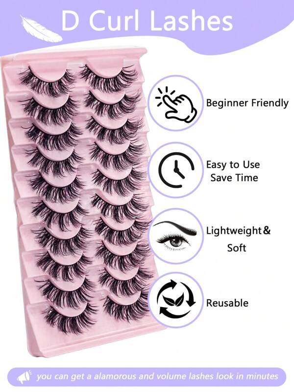 10 pares de pestañas postizas de visón 3D suaves, esponjosas y naturales, extensiones de pestañas de visón, pestañas cortas