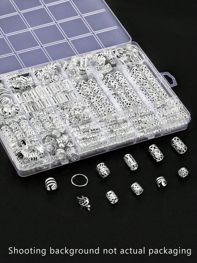 220件金色髮飾，編髮飾品，女性髮飾，金屬髮環髮箍，適用於髒辮髮飾，波希米亞風編髮裝飾 - 銀色 - 查看 3