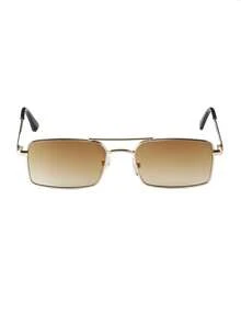 1 件装男士窄双桥金属方形框架时尚复古眼镜，适合日常、度假和旅行 - 金雙茶 - 查看 4