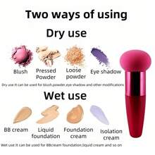 Quaste mit Pilzkopf-Form für flüssiges Make-up, Schwamm Kosmetik Puder Quaste, Schminkpinsel mit glättendem Griff