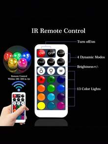 Luz LED sumergible mini con control remoto, vela de té pequeña sumergible, luz decorativa a prueba de agua RGB multicolor sin llama, a batería, para decoración de florero, piscina, estanque - Multicolor - Ver 8