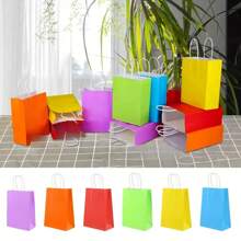 6/12/24 Peças Sacolas de Presente Coloridas para Festa com Alças, Duráveis, Fashionáveis, Multicoloridas, Adequadas para Lembrancinhas de Festa, Artesanato e Presentes, Comemorações de Aniversário, Casamento e Feriados (Cores Mistas Aleatoriamente)