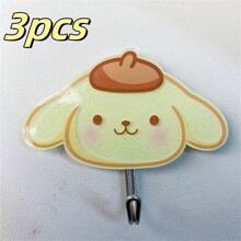 Sanrio Sanrio Cute Cartoon Sticky Hooks Featuring Characters Like Hello Kitty, Cinnamoroll, Kuromi, My Melody, And Pompom Purin, No-Drill Daily Home Decor Hooks, Perfect For Hanging Bath Towels, Hand Towels, Bags, Kitchen Tools, And Key Storage, Suitable For Living Room, Kitchen, Bathroom, Bedroom, Office Accessories