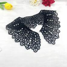 1 件白色叶子图案蕾丝领，镂空蕾丝可拆卸假领，牛奶丝花边饰边，适用于女士服装配饰