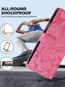 Solid Colour Printed PU Leather Mobile Phone Wallet With Bi-Fold Edges, Card Slots And Card Holder With Lanyard Features A Garden Floral Design For Total Protection Suitable For A Wide Range Of Branded Mobile Phone Models Waterproof Shockproof Anti-Fall Scratch Resistant