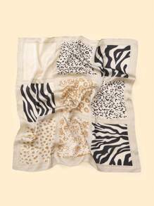 1 pezzo Nuovo foulard da donna in seta da 70cm con stampa leopardata, fascia per capelli, accessorio multifunzionale alla moda adatto per uso quotidiano