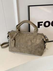 Nuevo bolso de mujer de piel sintética (PU) de estilo retro. Bolso de mano con cremallera y correa extraíble, ideal para el trabajo y los viajes. Colores: Gris, Negro, Verde