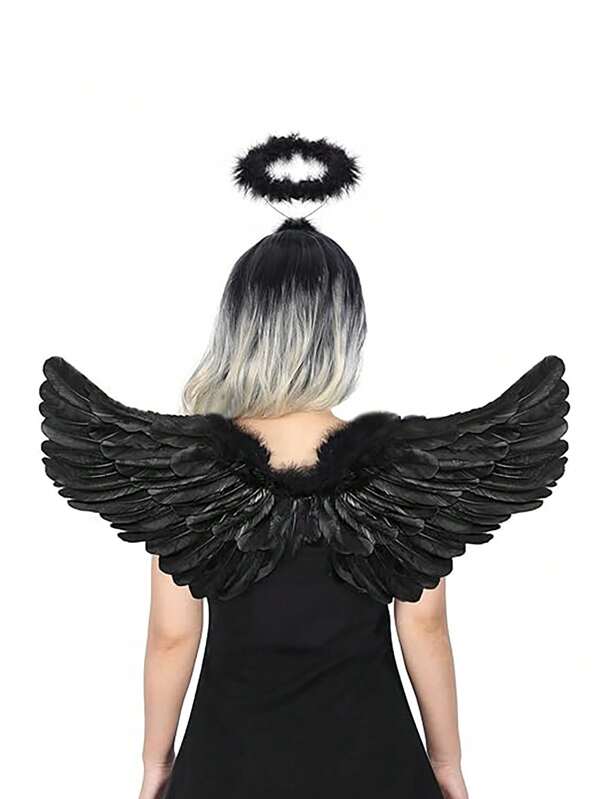 2PCS Angel Wings And Headband Is Suitable For Dance, Fashion Magazine Photography, Model Catwalks, Or Cosplay Costumes And Props For Various Large-Scale Festivals Such As Halloween, Carnival, And Music Festivals. (It Is Made By Hand With Natural Feathers, And Slight Shedding Is Normal)