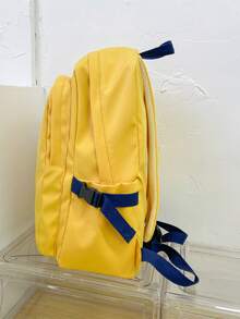 1pc Large Capacity Versatile Backpack, Travel Rucksack For Students, Laptop Bag Bag For School College - Yellow - View 4