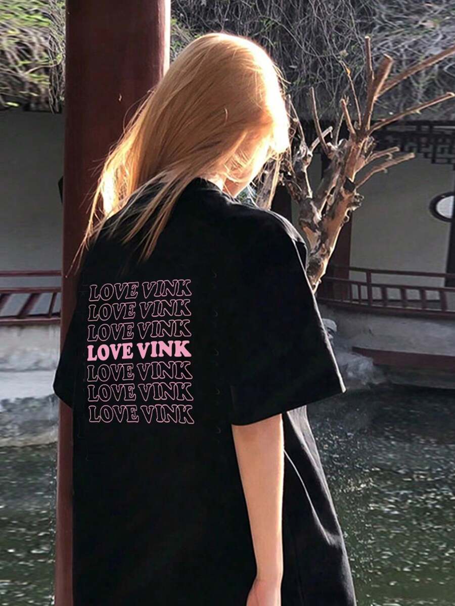 200g Pure Cotton T-Shirt 2025 Summer Ladies New Short Sleeve Pure Cotton Holiday Pattern Short Sleeve Round Neck Couple Wear Small Shirt Tops - 黑色 - 查看 1