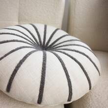 1pc Nordic Style Pumpkin Round Cushion, Living Room Decor Pillow, Sofa Lumbar Pillow, Grey