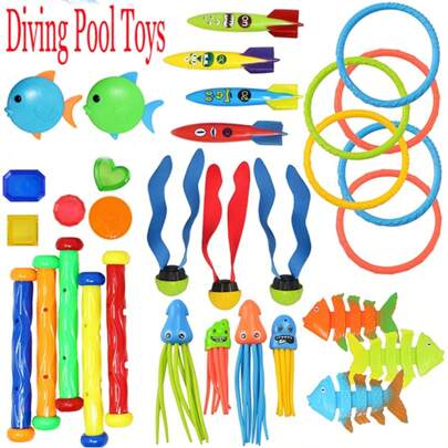 3/4/5/6/8/24PCS Swimming Pool Toys Summer Diving Toys Underwater Diving Play Grass Toys Swimming Breath Holding Exercise Tools, Kids Summer Swimming Pool Shark Shape Diving Toy, Underwater Grabbing Game Toys, Summer Diving Pool Sinking Ring Set,Pool Toys,Kids Toys,Pool,Pool Toys,Beach Toys