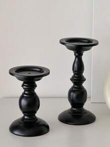 1pc Vintage-Inspired Black Iron Candle Holder - Perfect For Romantic Dinners, Weddings & Valentine's Day Decor Tabletop Lacquered Finish, No Battery Required, Fits Universal Holiday Decorations