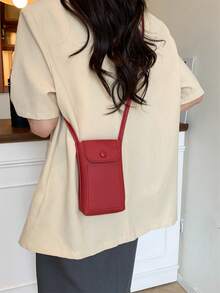 Minimalist Handy Sling Phone Pouch Bag, Compact & Lightweight For Walking, Summer - Red - View 5