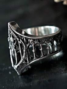 1PC Classical Gothic Retro Ring Fashion Festival Castle Personalized Ring - màu đen - Xem 3