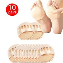 10pcs/5pcs/3pcs/1pc Women High Heel Toe Pads, Comfortable Foot Care Half Insoles, Anti-Slip Toe Cap, Arch Support Pads, Decompression Anti-Slip Toe Socks, Spring/Summer Open Toe Socks